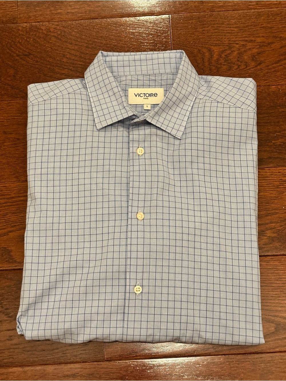 VICTOIRE PARIS Semi Slim Men’s Collared Blue Dress Shirt